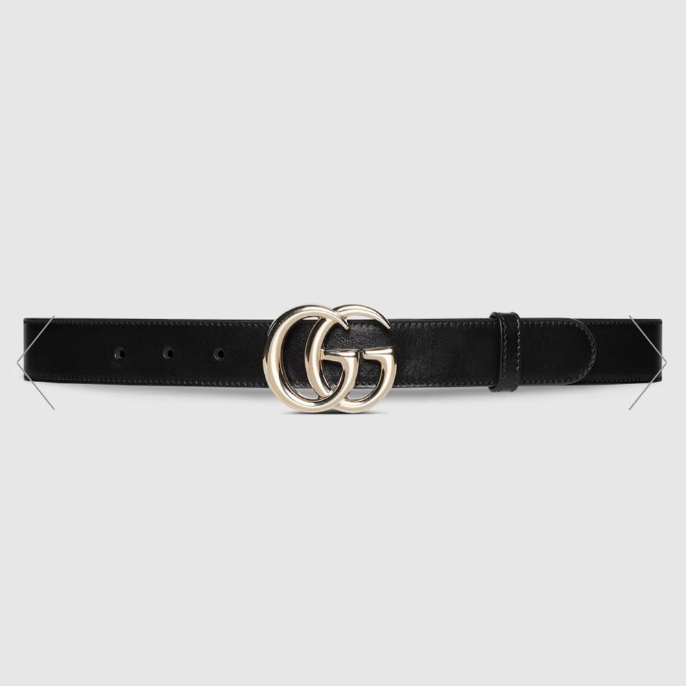 Gucci Black and Gold Belt with GG buckle